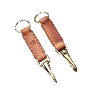 Высококачественный кожаный брелок для ключей ручной работы с латунным зажимом