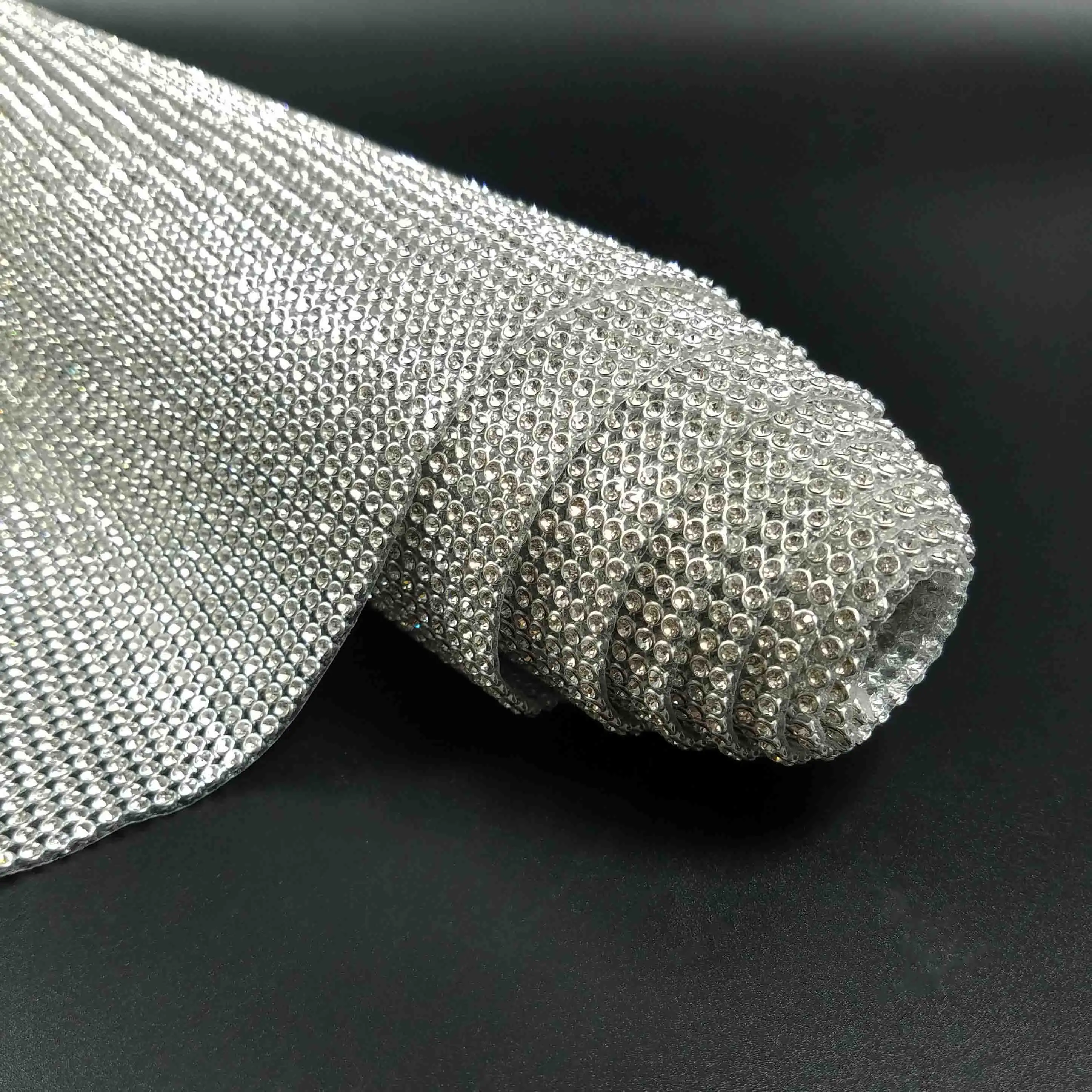 LOCACRYSTAL marca de tela de malla de hoja de aluminio Rhinestone caliente del arreglo de malla