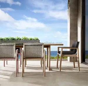 Conjunto de cadeiras de mesa de madeira para banquetes e festas de 6 lugares para pátio ao ar livre High End