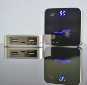 方形可爱移动电源带双 usb 输出最佳镜子标志带数字指示器的移动电源