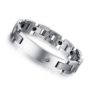 Braccialetto magnetico dell'ematite degli uomini di colore argento dell'acciaio inossidabile 316L all'ingrosso della fabbrica di Guangzhou - Product Image 3
