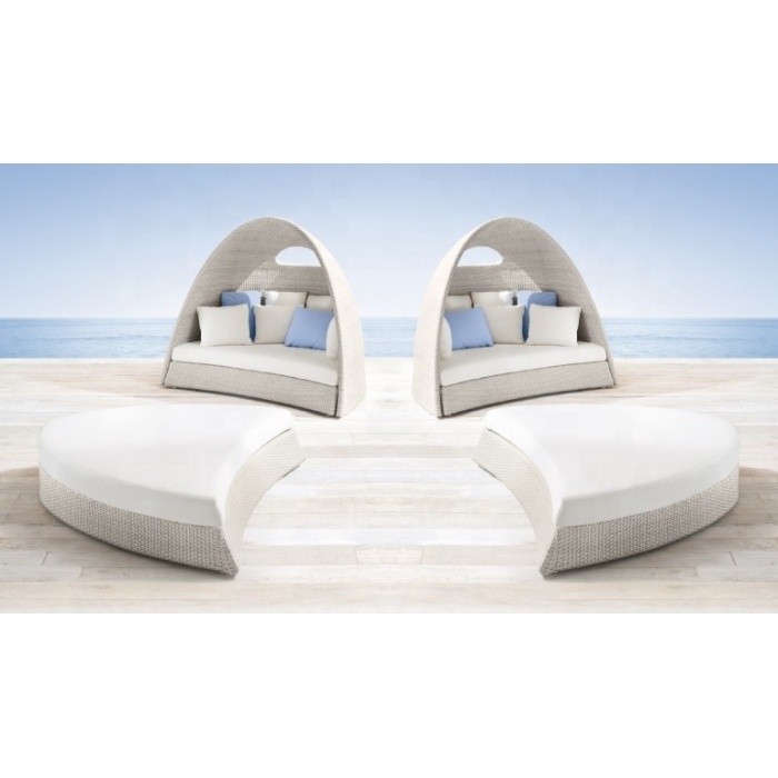 Hot sale new design outdoor furniture poly rattan sun lounger