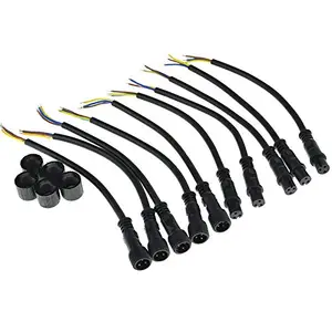 Tira de LED de alambre de macho a hembra de 3 pines Cable conector impermeable negro 40 cm 5 Pack