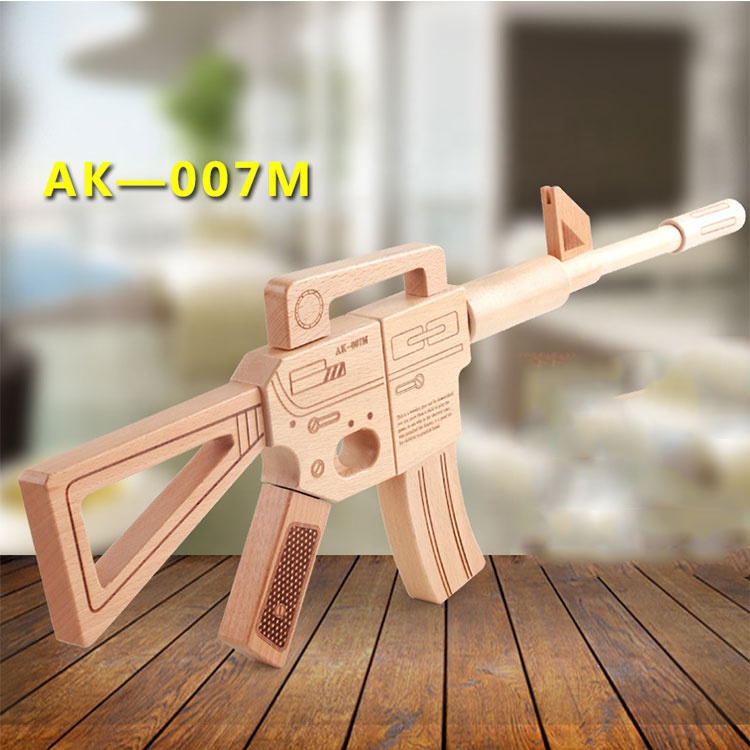 DIY Modelo de simulação De Madeira Rifle Arma de Brinquedo Arma de Brinquedo Jogo de Luta Assemblage Educacional Pretend Play Crianças AK47