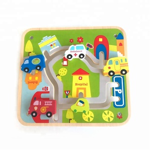 New Kids <strong>Puzzles</strong> Educational Toy Baby 3d Cube <strong>Maze</strong> Game Wooden <strong>Puzzle</strong> Vehicle <strong>Maze</strong> Toy for Kids - Product Image 2