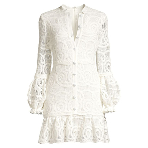 <strong>White</strong> Balloon <strong>Long</strong> Sleeve <strong>Lace</strong> Fashion Mini <strong>Dress</strong> Women Fall Casual <strong>Dresses</strong> - Product Image 4