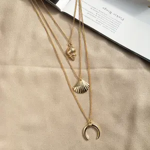 gold silver plated seashell necklace multi 3 layers seashell necklace hawaii style jewelry