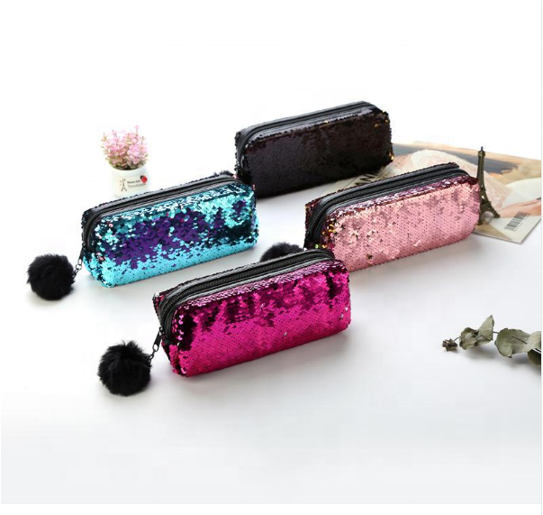 Пенал с двусторонними пайетками для девочек, школьные принадлежности, супер большие школьные принадлежности, Подарочный волшебный чехол для карандашей и карандашей