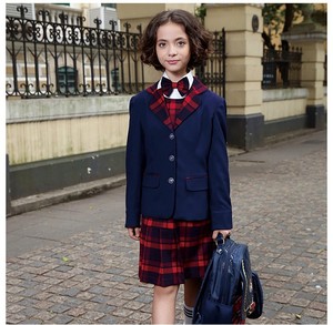 Ensemble de veste et blazer d'uniforme scolaire coréen de luxe pour filles, en polyester/coton écologique anti-boulochage pour enfants - Product Image 1