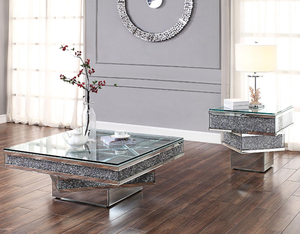 Unique <strong>Square</strong> Crushed Diamonds Coffee <strong>Table</strong> <strong>Side</strong> <strong>Table</strong> - Product Image 1