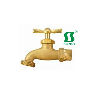 Brass Kitchen Faucet Yuhuan Shunshui Sunsy Factory SSF60220 Lockable Locking Lock Water Tap Brass Bibcock Valve Kitchen Faucet In Golden Silver Color