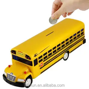 Aanpassen auto vormige munt bank, kinderen plastic auto spaarpot, gepersonaliseerde pvc bus model geld bank