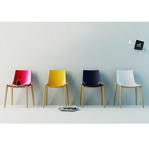 Modern Wood Leg Office pp Shell <strong>Orange</strong> <strong>Dining</strong> <strong>Chair</strong> for Restaurant Use - Product Image 1