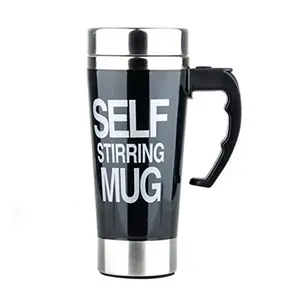 Caneca auto agitável de café promo 500ml, caneca de aço inoxidável com alça