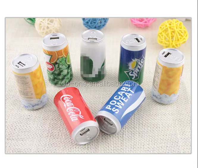 Unique design for coco cola can round power bank, portable powerbank tin beer shaped mobile battery charger