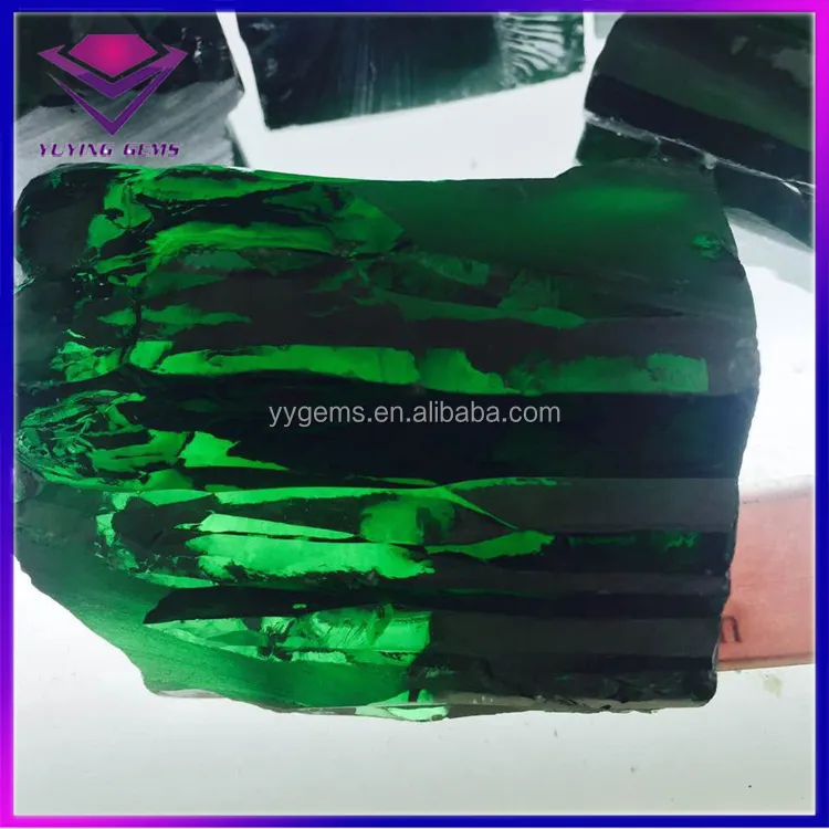 Precious Lab Created Cubic Zirconia Raw CZ Green Emerald Price Rough Stone