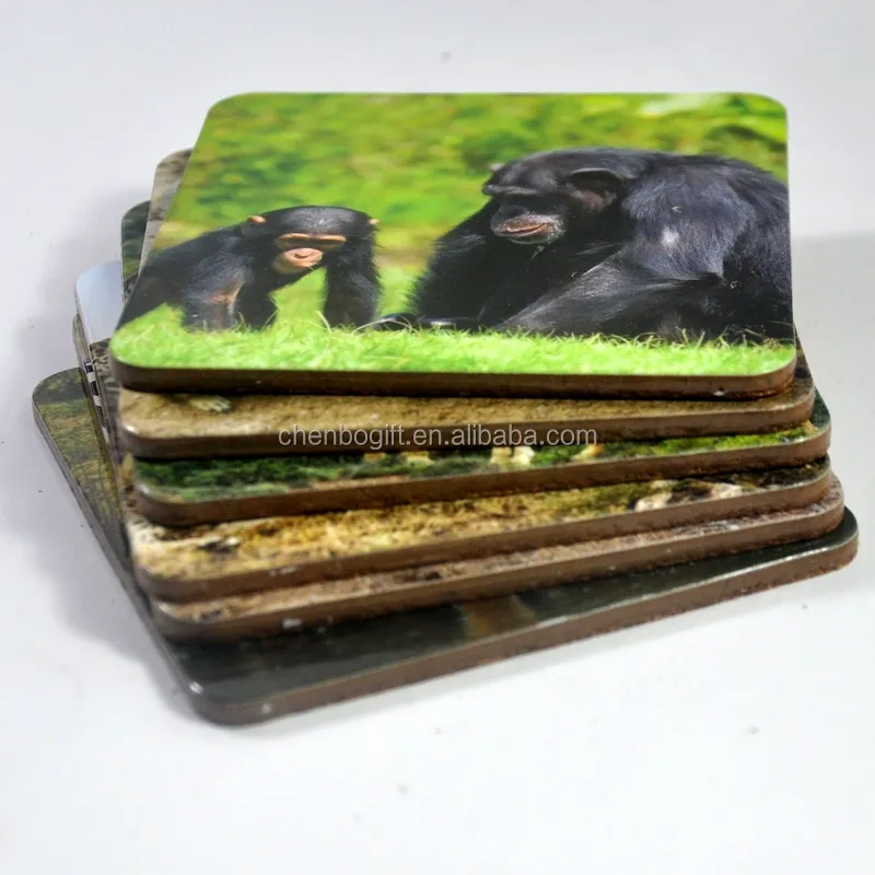 Posavasos de madera con impresión de Fotos de Animales del zoo, posavasos impreso con imagen de posavasos para bebidas y cerveza, OEM