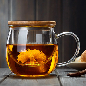 2026 Borosilicate Glass heat resistant Glass Tea <strong>Infuser</strong> Cup <strong>Mug</strong> with Glass tea strainer and bamboo lid - Product Image 2