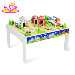 Neue heißesten 90 pcs kinder große holz zug eisenbahn spielzeug mit tisch W04C148 - Product Image 3