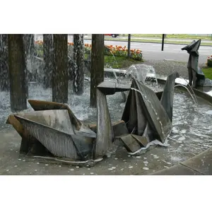 Durable Corten jardín Origami grúa de la fuente de agua