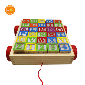 Wholesale Classic Wooden ABC Block Cart Educational Kids Toy,wooden Block Alphabet Letter Number Pictures Children Learning Toy - Product Image 1