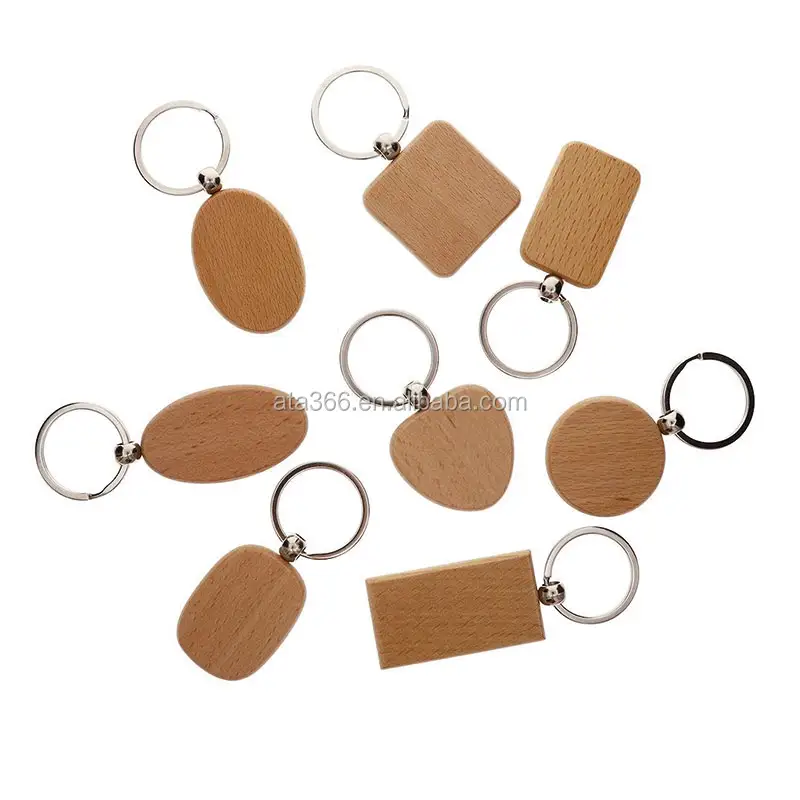 Tùy Chỉnh Đồng Bằng Logo Shape Keychain Vòng Chìa Khóa Gỗ Khắc Thiết Kế Tự Nhiên Keychain Gỗ Key Tag Bán Buôn Gỗ Trống Keychain