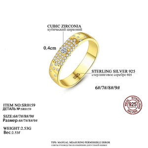 CZCITY Gold Plated Jewelry 18K Filled <strong>Chunky</strong> Geometric Wedding Woman S925 Sterling <strong>Silver</strong> Cz Band <strong>Ring</strong> - Product Image 2