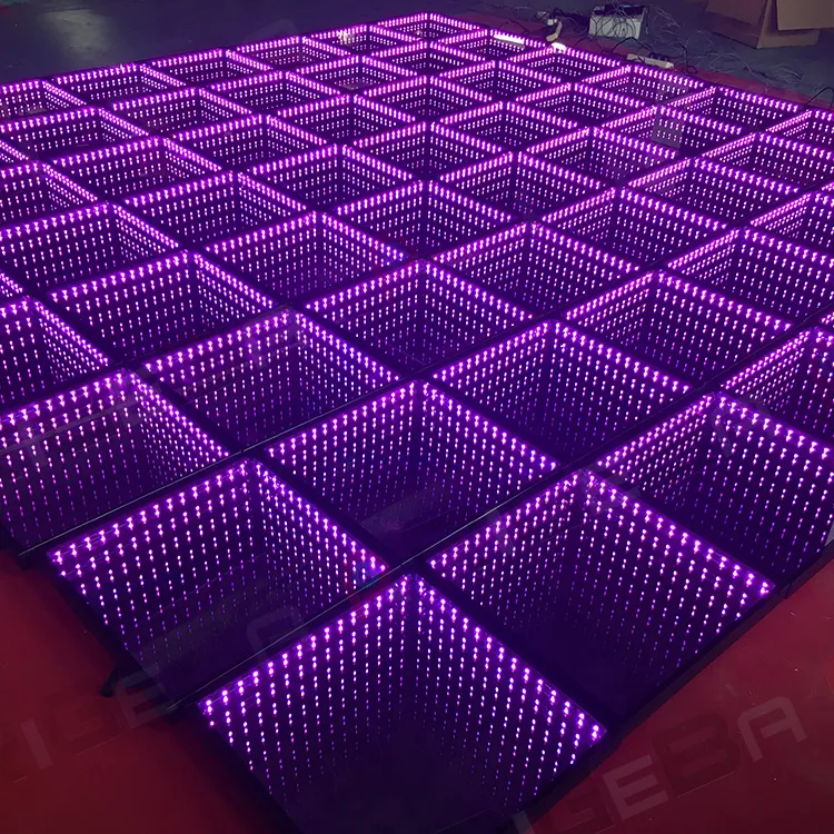 LED-Tanzfläche Infinity-Effekt 3D-Bodenbelag mit Spiegelglas Gesicht Fabrik Online-Großhandel Bühnen beleuchtung zum Tanzen