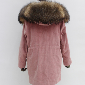 <strong>Woman</strong> Latest Fashion Winter Sheep Fur or Fox Fur Lining <strong>Corduroy</strong> <strong>Jacket</strong> 2018 Fashion Style Fur Parka - Product Image 3