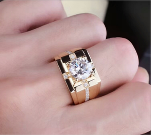 남성용 도매 맞춤형 18K 로즈 골드 모이사나이트 속지 링 - Product Image 2