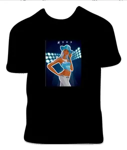 Hot Sale Custom Light Up Sound Activated Led T Shirt/El Flashing T Shirt