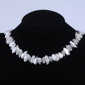 Perlas de Agua Dulce Keshi <span class=keywords><strong>Biwa</strong></span> Naturales Blancas con Orificio Lateral, 6*19 mm - Product Image 5