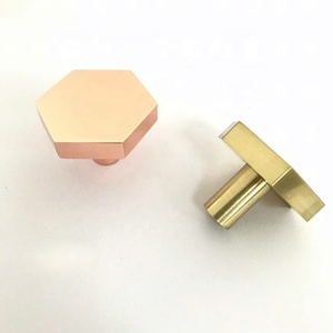 Aluminum Hexagon Cabinet Solid <strong>Knobs</strong> <strong>Gold</strong> Brush Pull <strong>Knob</strong> for Dresser <strong>Drawer</strong> - Product Image 4