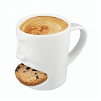 Gros personnalisée creative blanc monstre visage biscuit cookie tasses avec support