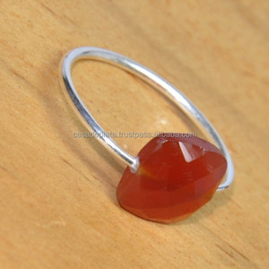 Anillo de plata con piedras preciosas de ónix rojo genuino, joyería de boda hecha a mano con diseño elegante, estilo clásico Unisex para fiesta de regalo de compromiso - Product Image 2