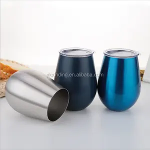 egg shape stainless steel stemless wine glass