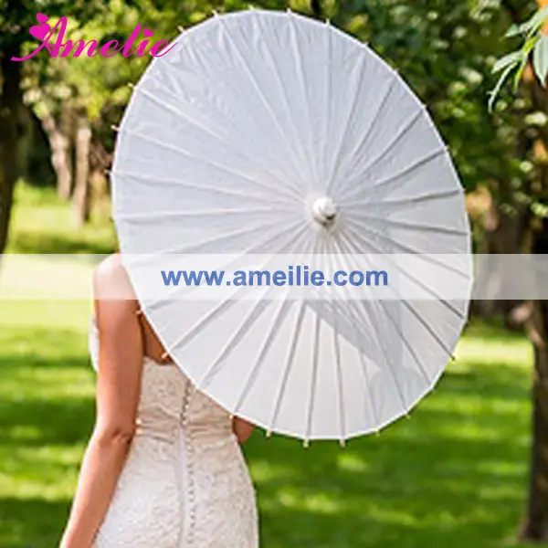 42 Cm Radius Voorraad Markt Chinese Invoer Wit Papier Parasols Groothandel