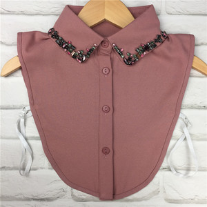 Nueva blusa desmontable medias camisas elegante moda mujer cuello con diamantes de imitación - Product Image 3