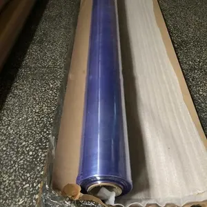 hot blue china 80m per roll pvc normal clear film plastic roll for packaging blue film Indonesia