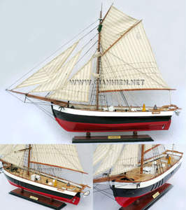 GREENLAND Modelo de barco histórico de madera Estilo náutico Barco alto Pintado a mano Regalo de negocios - Product Image 1