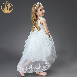 Vestido de fiesta de princesa bella de diseño clásico europeo para niños, traje de baile de encaje marfil, para Noche de cumpleaños - Product Image 1