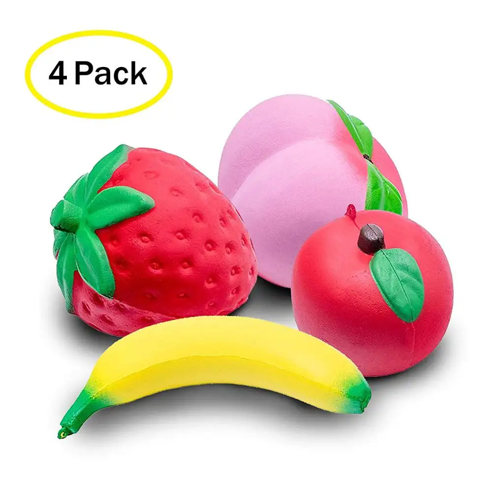 Mskwee frutta 4 pz set pacchetto Squishy fragola pesca Banana limone Squishy mela a lenta lievitazione giocattolo per bambini antistress