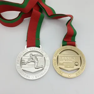 ホットセールBELARUSMedalsカスタムメダルスポーツボールメダル、リボンゴールドシルバー