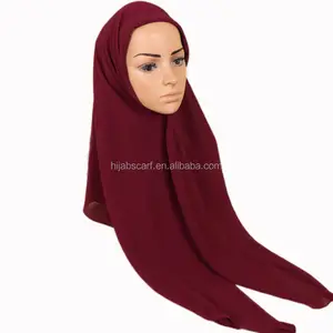 115*115cm Solid Color Bandana Muslim Woman Turban Square Bubble Chiffon Scarf Hijab For Women