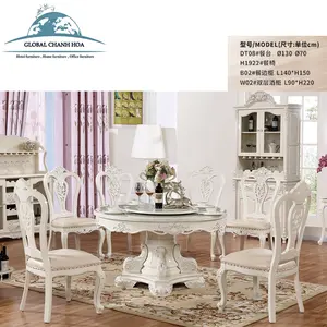 欧洲优雅的宫殿餐厅家具木制雕刻餐桌套 6 把椅子