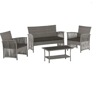 Promotional Rattan 4pcs Sofa Set Cheap Outdoor Furniture