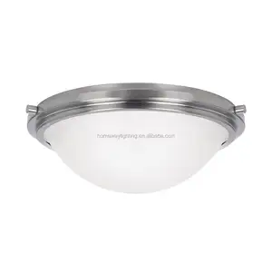 Nouveau Plafond Encastré Nickel Brossé Plafonnier Satiné Verre Plafonnier