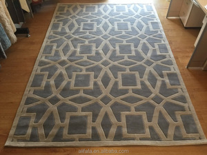 黑白现代设计亚克力手工地毯地毯 - Product Image 6