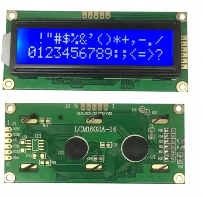 LCD1602A หน้าจอ LCD 1602 I2c/IIC อินเตอร์เฟซโมดูล LCD 1602A-14สีเหลืองสีเขียวสีฟ้าหน้าจอ5V3.3V LCM1602A-14