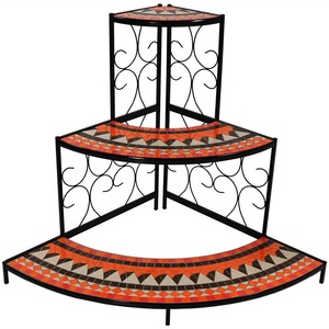 Grand 3-Tier Mosaïque Plante Support <span class=keywords><strong>D</strong></span>'<span class=keywords><strong>angle</strong></span> En Métal Étagère De Pots De <span class=keywords><strong>Fleurs</strong></span> - Product Image 2